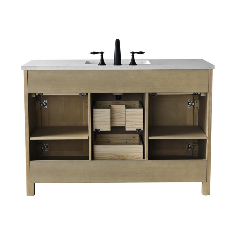 Marquist 48" Single Bathroom Vanity With Stone Top,  Fir Essence Light
