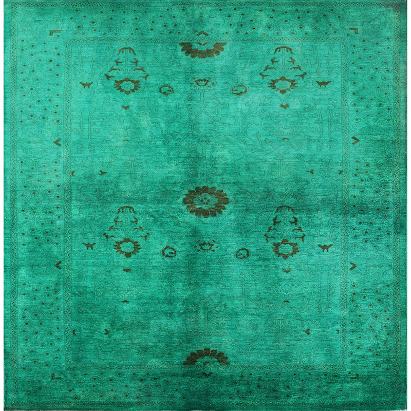 Tapis vert de style oriental, Carré 6 pi