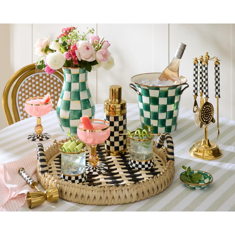 Emerald Check Tall Vase