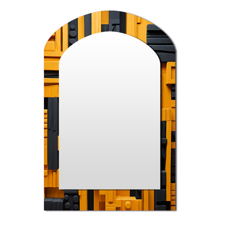 Motif tribal jaune Ndebele - décor de miroir mural arche jaune, 43 po x 33 po