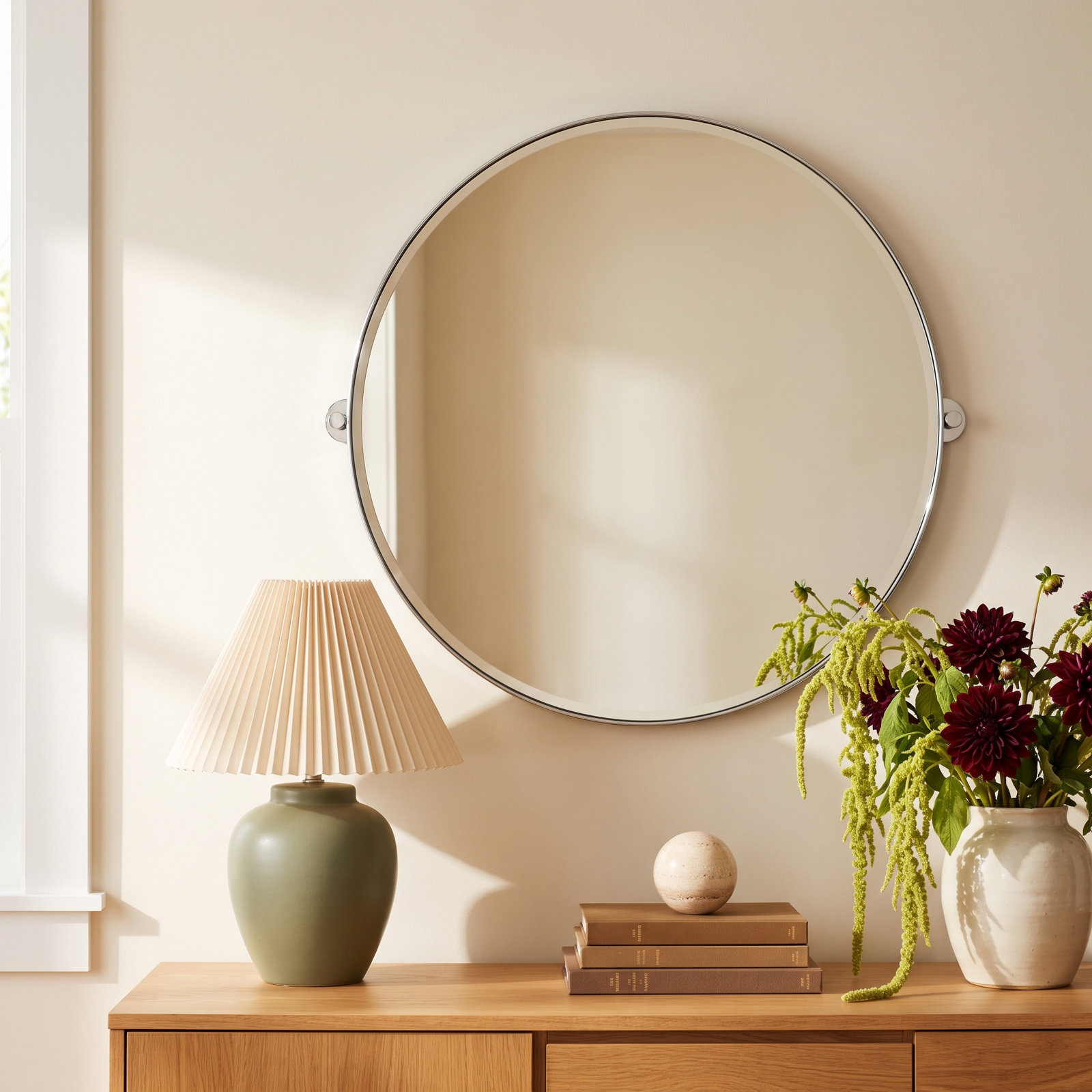 Evvie Metal Flat Wall Mirror, Silver
