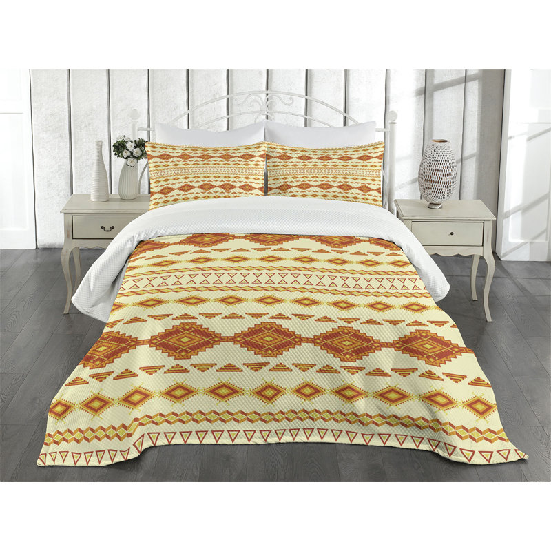Ambesonne Aztec Bedspread Mexican, King Bedspread + 2 Standard Shams