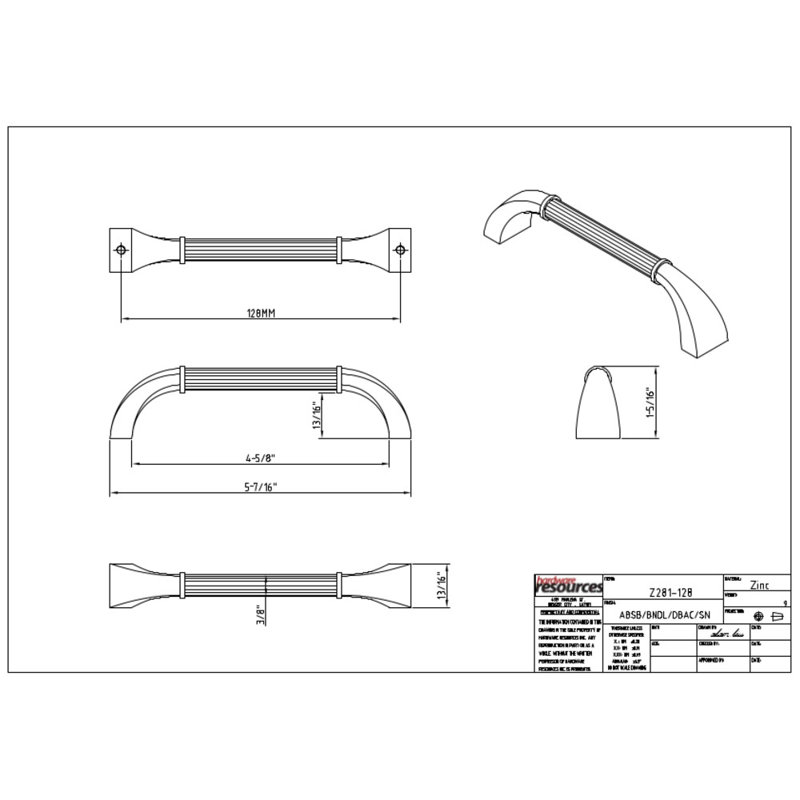 Cordova Bar Pull, 5 1/16", Brushed Oil Rubbed Bronze