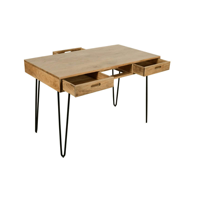 Datto Acacia Solid Wood Top Metal Base Dining Table