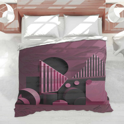 Pink Geometric Shapes Comforter