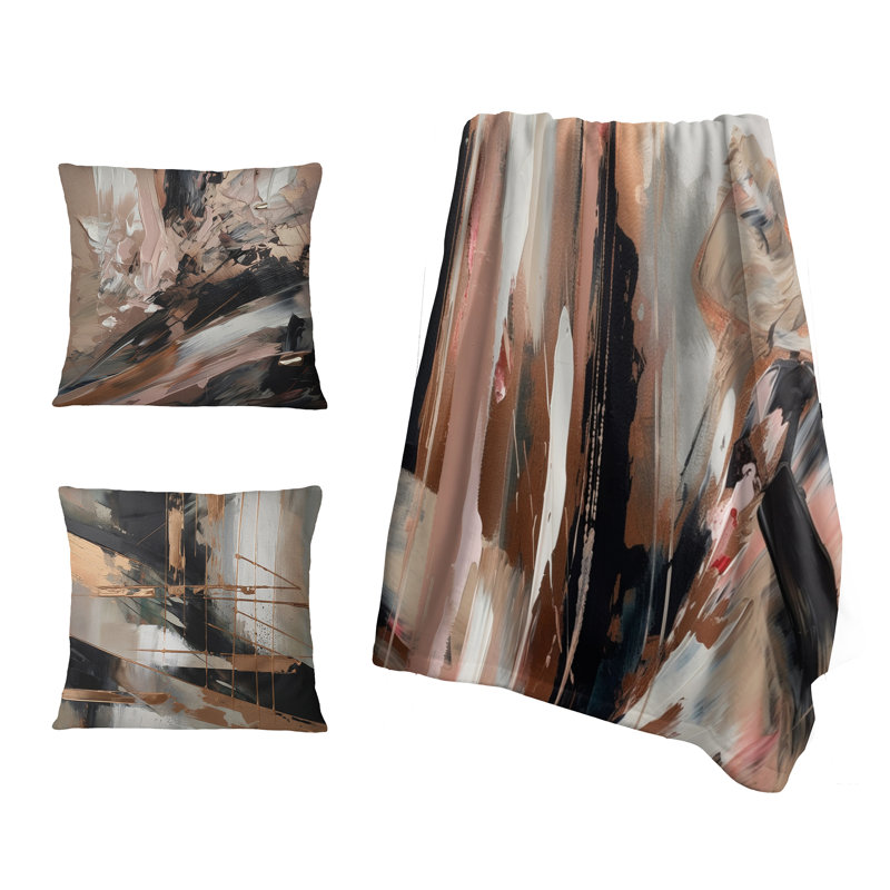 Jeté brun et noir Beyond Boundaries I - Abstrait, Blanket only (1 piece)