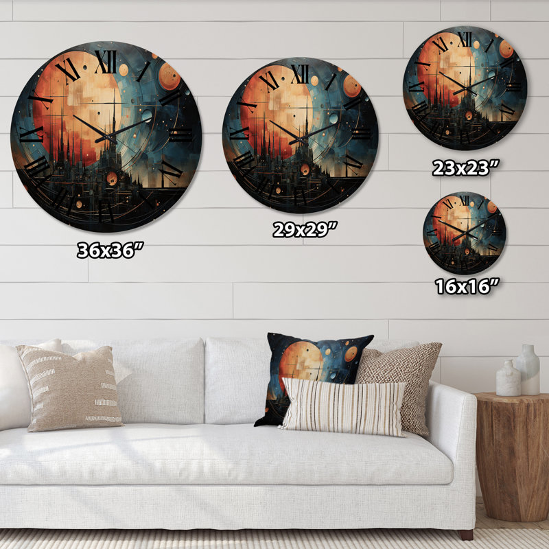 Horloge murale en bois massif Mylinda, Grand