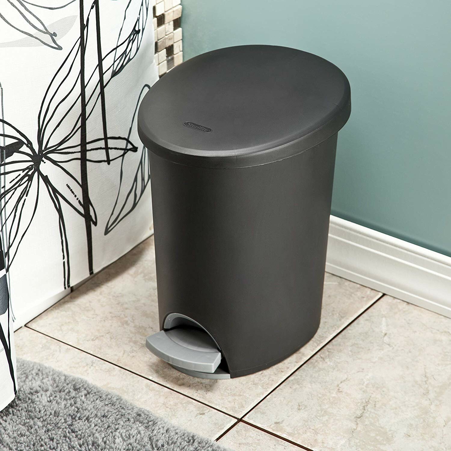 Better Homes & Gardens 1.3 Gallon Trash Can, Oval Bathroom Trash Can,  Stainless Steel