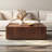 Wood Square Coffee Table with Storage Drawers for Living Room & Home Office