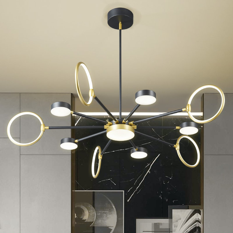 Luminaires suspendus ronds modernes Modern Industria, Noir / or, 11 Lights