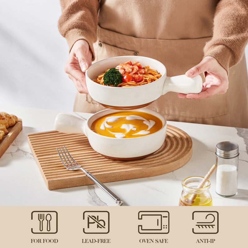 3-Piece 690ml Sesame Glaze Stoneware Soup Bowl Set