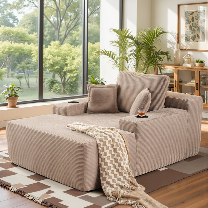 Méridienne surdimensionnée de 66,92 po avec coussin Kustas, fauteuil de compression sans assemblage requis, canapé-lit simple moderne, canapé-lit confortable pour le salon