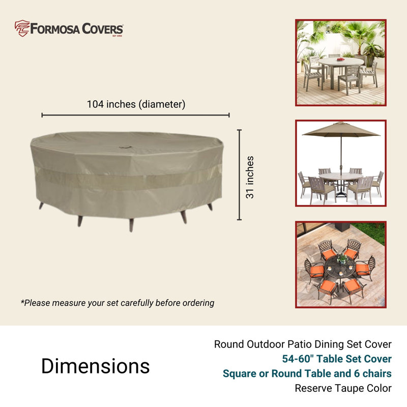 Outdoor Patio Dining Set Cover, Classic Taupe