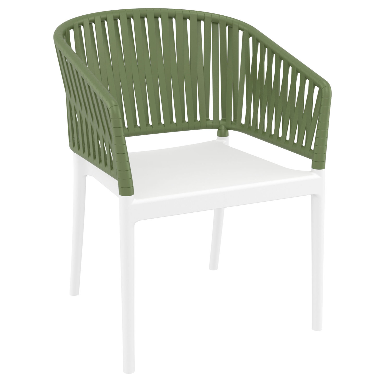 Newport Outdoor Stacking Dining Armchair, Olive Green/White