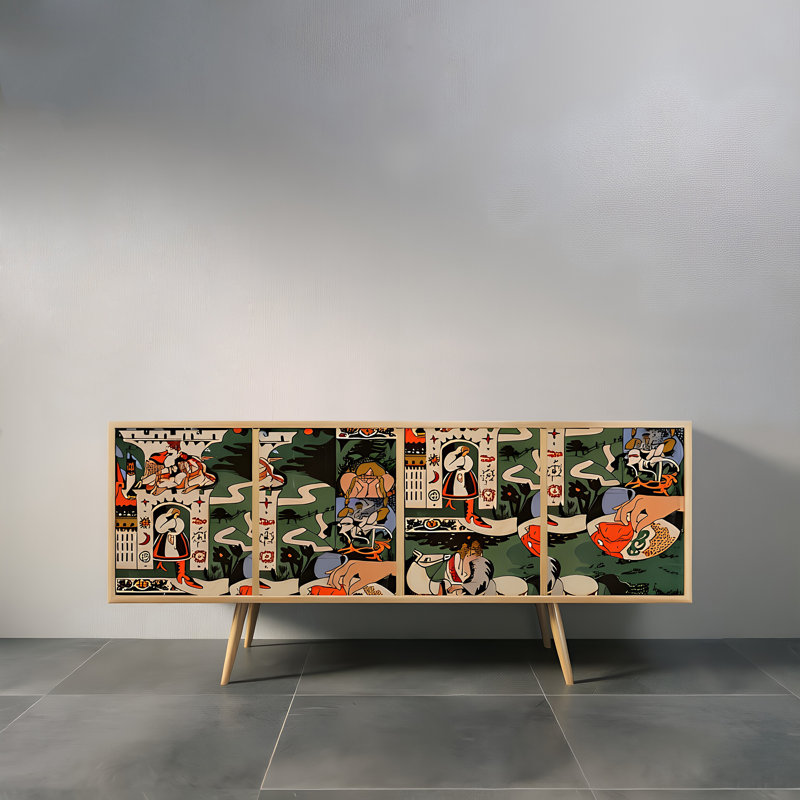 Buffet rétro avec rangement, Brun orangé