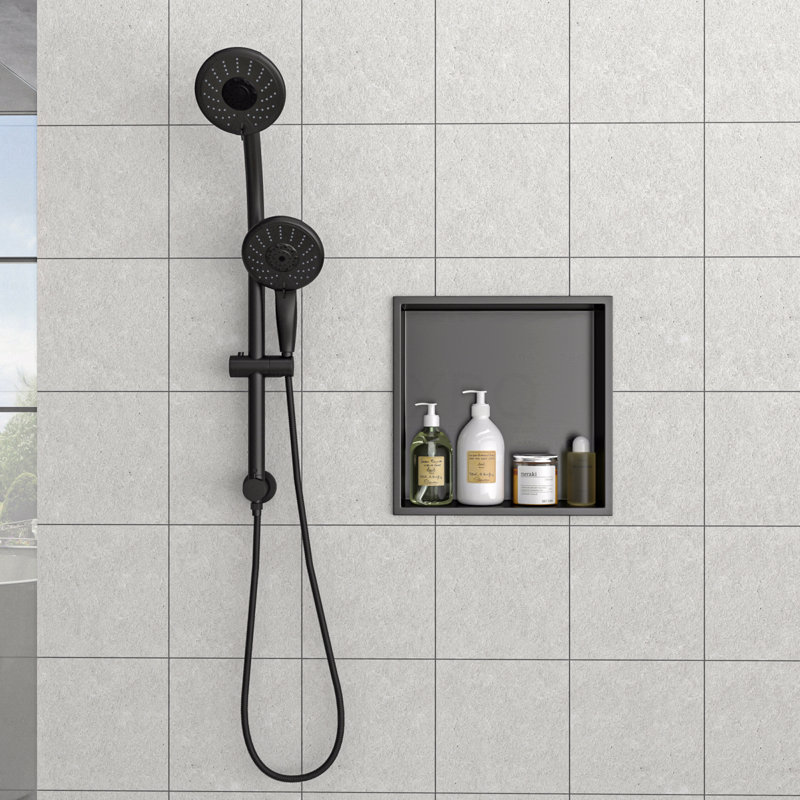 12" X 12" Stainless Steel Shower Niche, Gunmetal Black, Gunmetal Black, 12" H x 12" W x 3.94" D