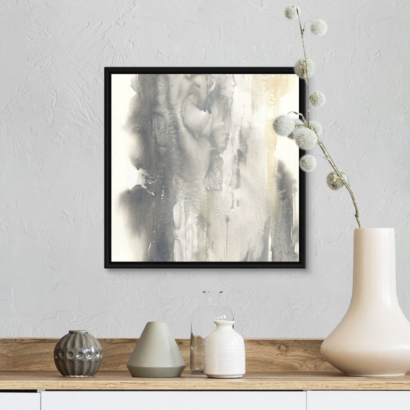 Pâle taupe I - reproduction d'art sur toile, Cadre flottant noir, H 14 po x l 14 po x P 1,75 po