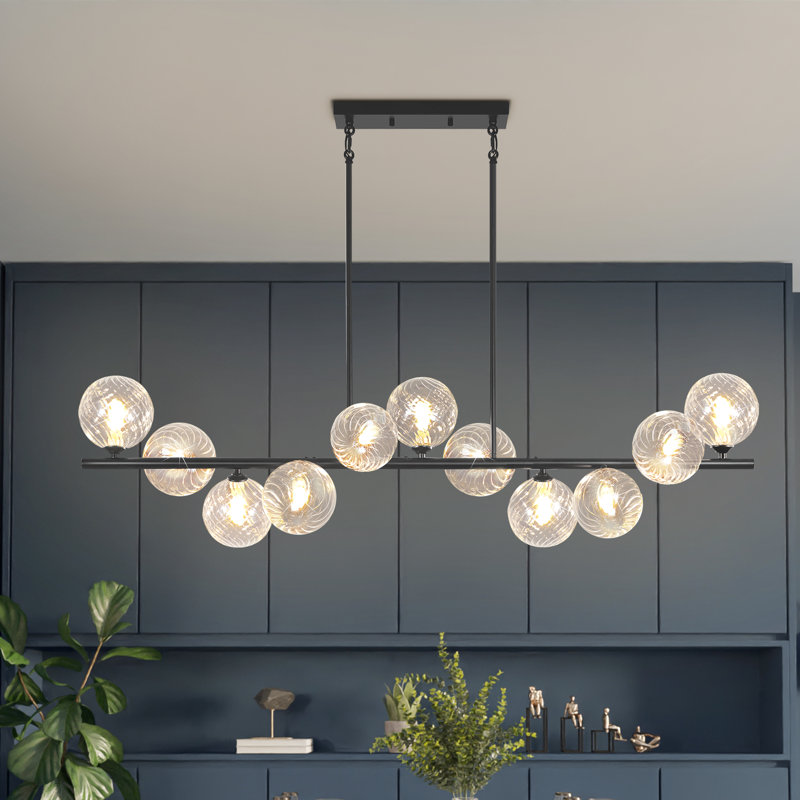 Lustre à 11 lumières de style lustre linéaire moderne pour îlot de cuisine