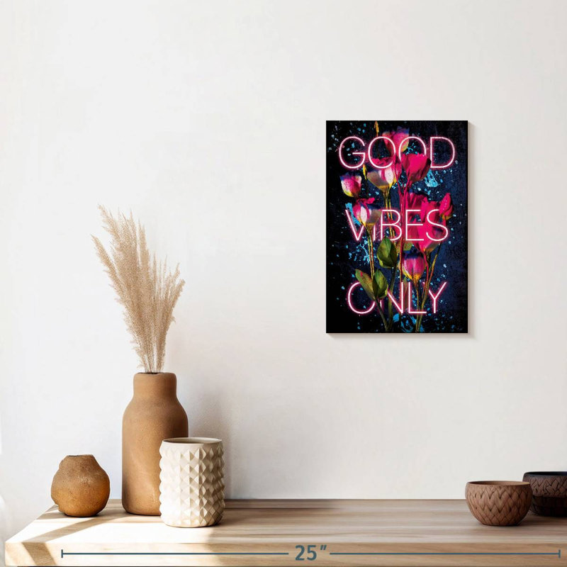" Good Vibes Only Typography " Print, 12" H x 8" W x 1" D