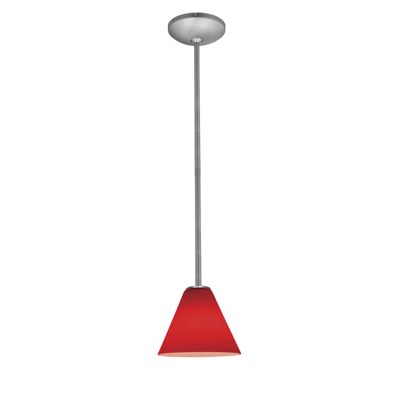 Cathey 1 - Light Single Pendant, Brushed Steel, Red, Rod