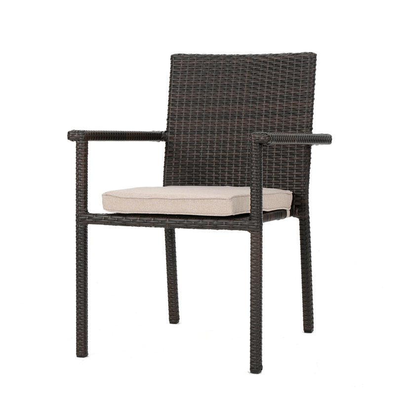 Chaise de salle à manger San Pico - Brun multi, 1 pièce avec coussin