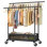 Portant à vêtements sur roulettes double autoportant 47 "avec panier de rangement et roulettes