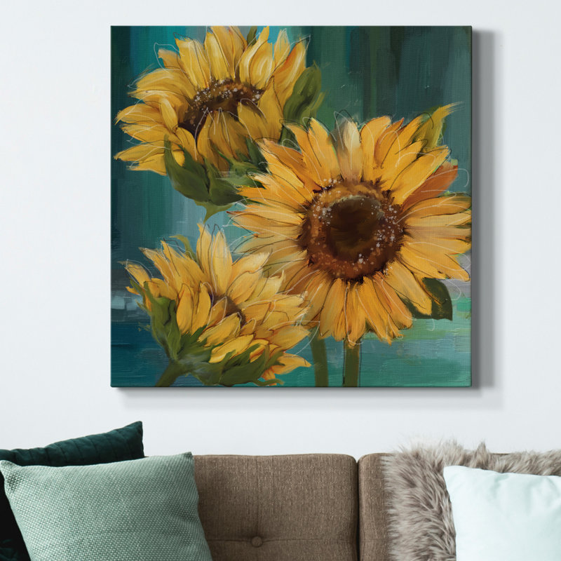 Tournesol I - reproduction d'art sur toile tendue, H 32 po x l 32 po x P 1 po