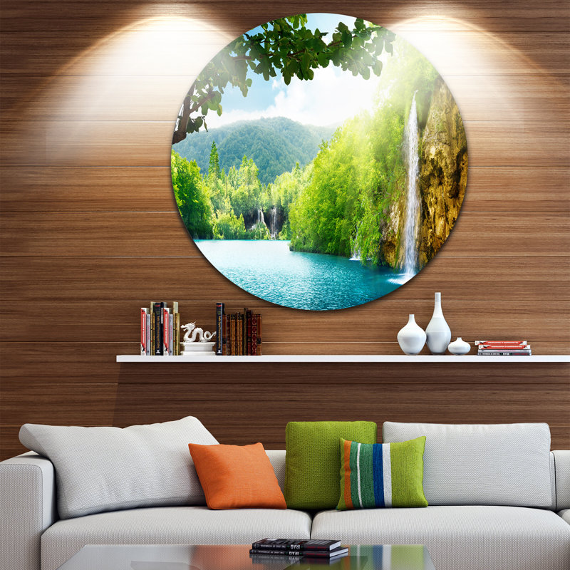 «Waterfall in Deep Forest», reproduction de photo, H 11 po x l 11 po x P 1 po, Métal