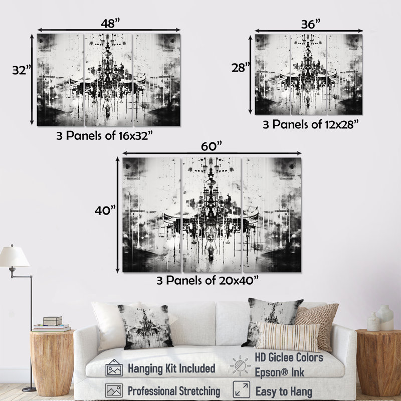 Reneau - Ensemble d'art mural lustre Glam, H 28 po x l 36 po x P 1 po, Toile tendue