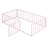 Twin Size Metal Floor Bed Frame for Kids with Fence & Door, Durable Sturdy Bed, Easy Assembly, Pink-118614487-118614491
