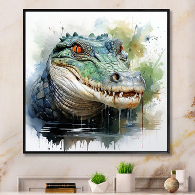 «Green Crocodile Pond Adventures 2», art mural alligator / crocodile