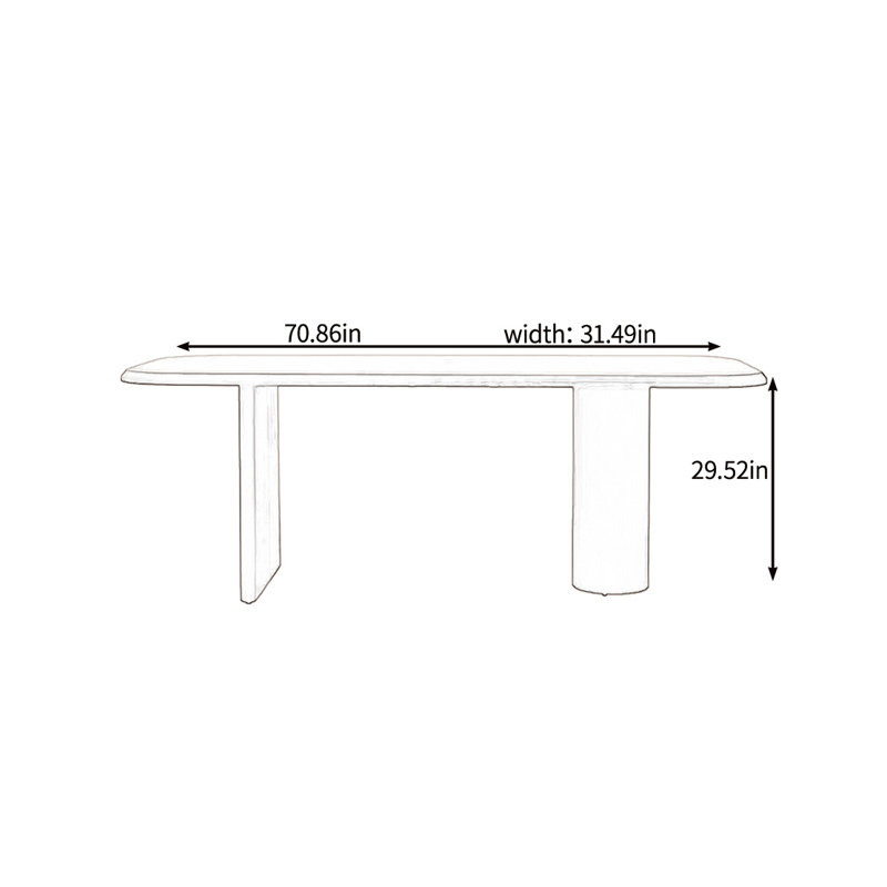Durable solid wood dining table, 29.52"H x 70.86"L x 31.49"W