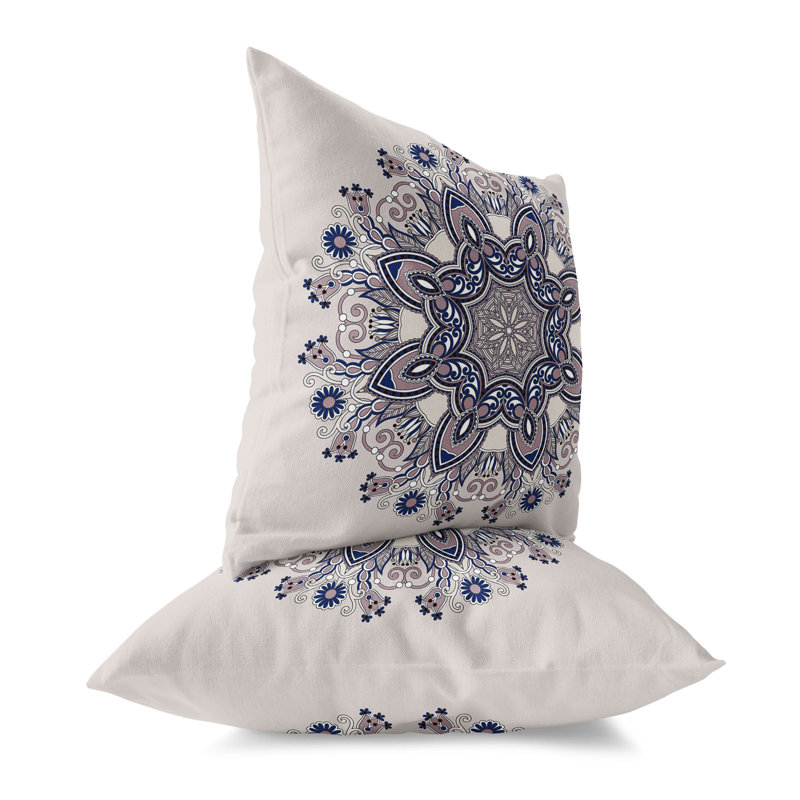 Coussin décoratif intérieur / extérieur Celestial Circles, H 18 po x l 18 po, Bleu / mauve