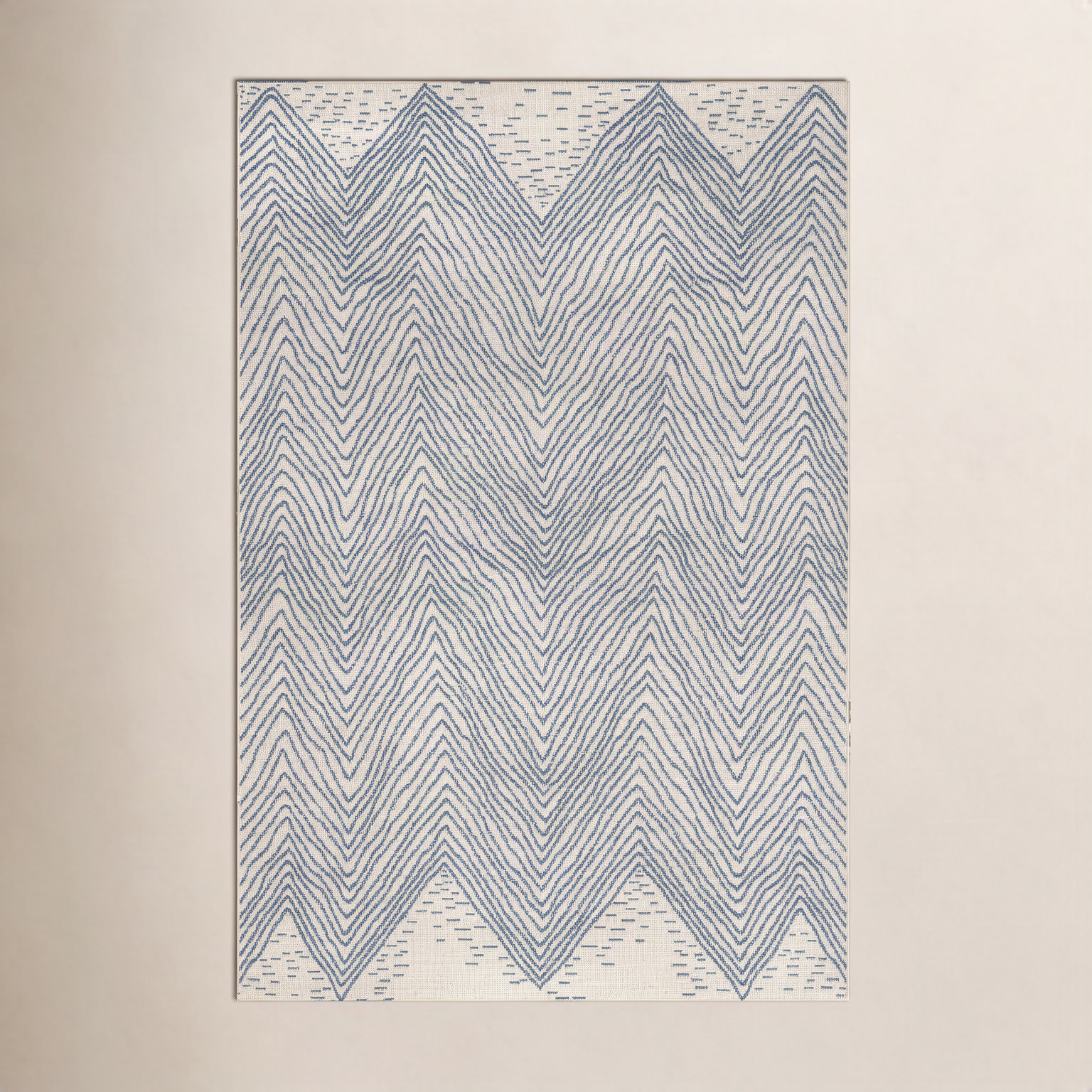 Finchley Blue Ivory Outdoor Chevron Rug, Square 10'