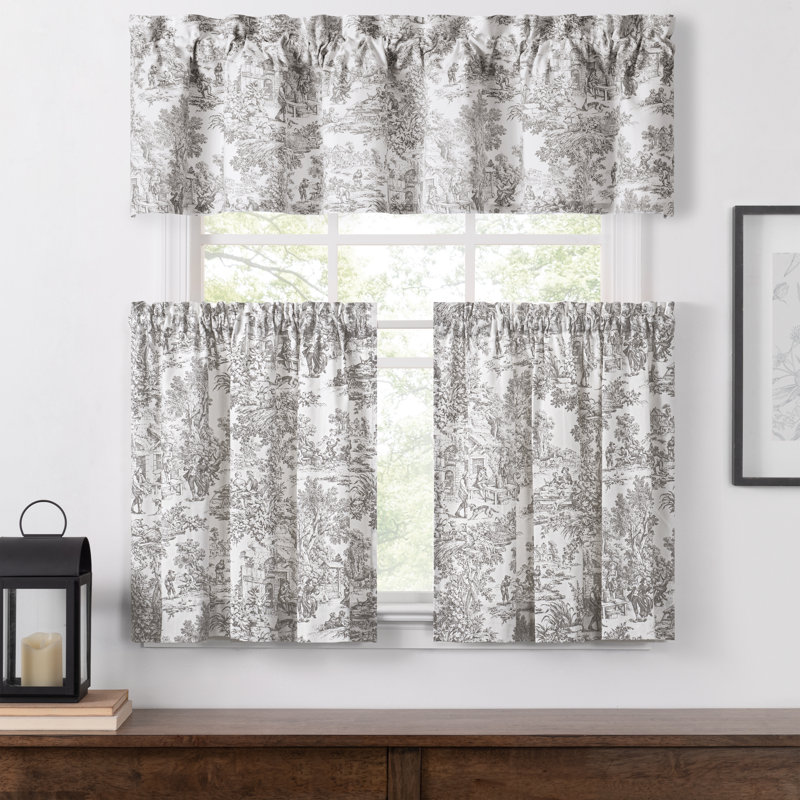 Amelie Cotton Toile Tailored Window Valance, Grey