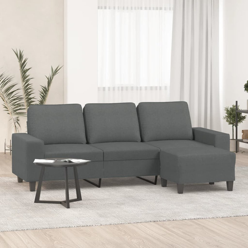 Canapé 3 places avec repose-pieds gris foncé Ebern Designs, H 31,5 po x l 84,30 po x P 30 po