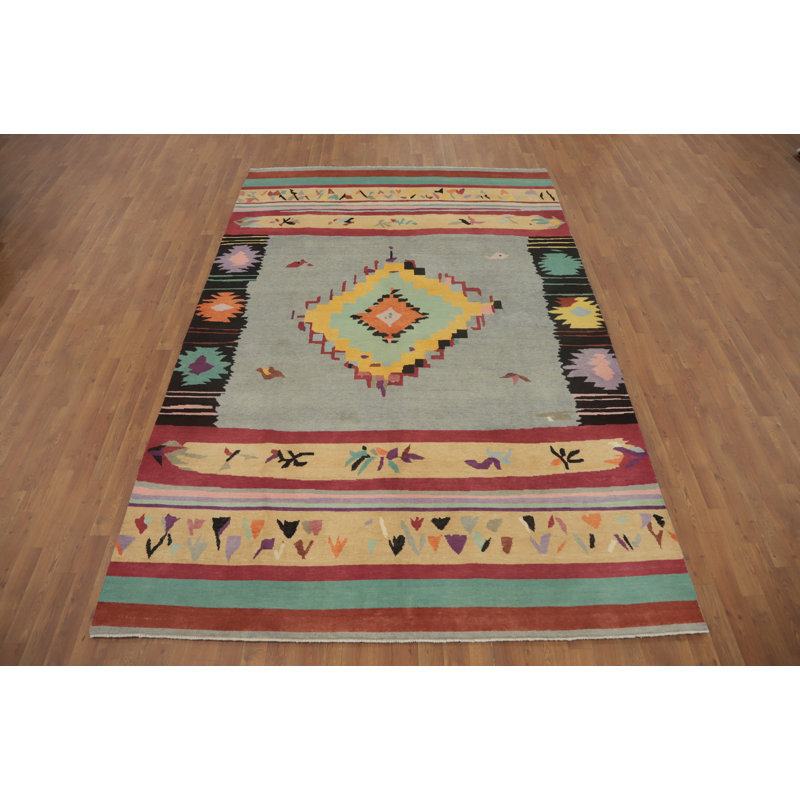 Geometric Oriental Vegetable Dye Area Rug 7x10
