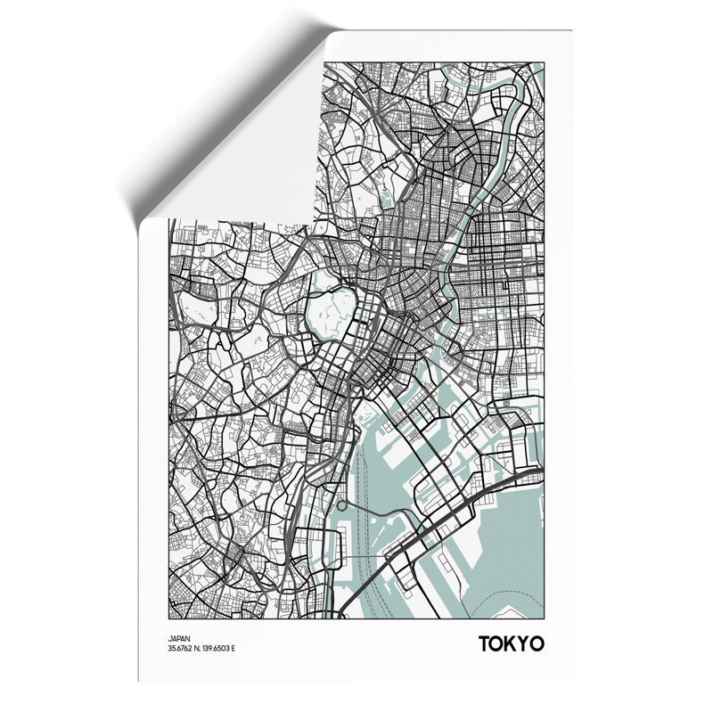 Map Tokyo Japan - Wall Art, 84cm H x 59cm W x 0.1cm D