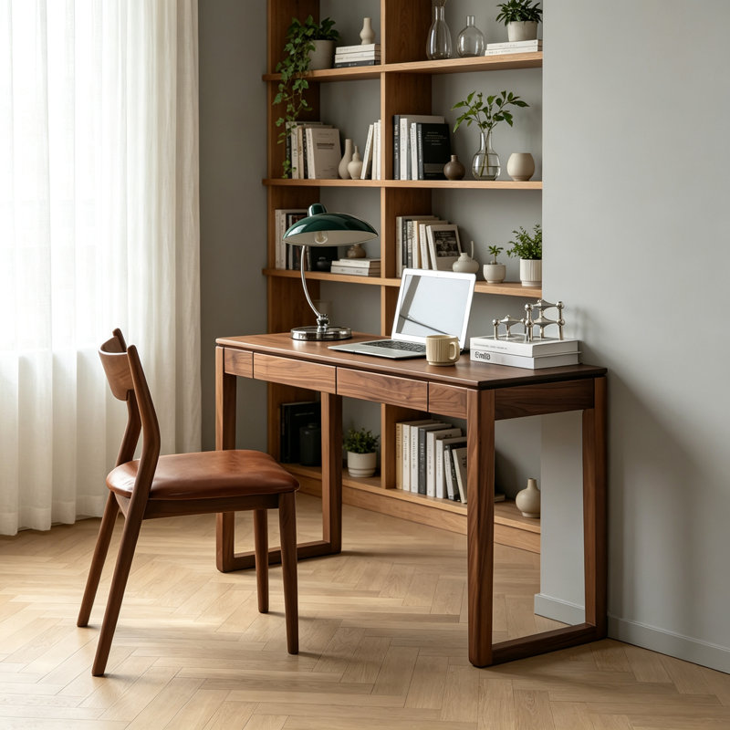 Bureau simple en bois massif noyer Simple, H 29,5 po x l 47,2 po x P 15,7 po