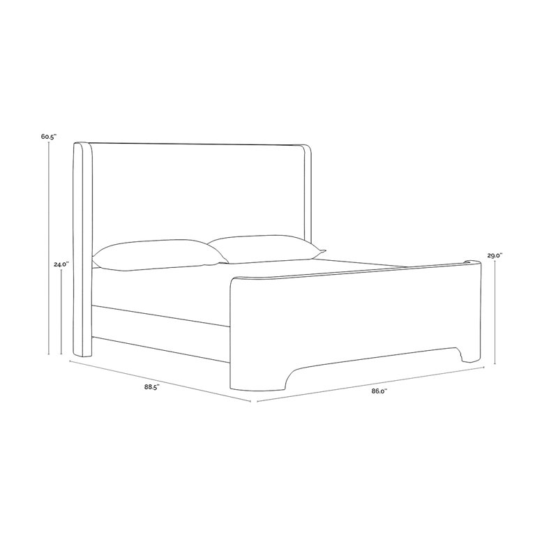 Ives Upholstered Wingback Bed, King, Copenhagen White
