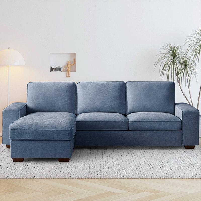 98.4" Modern Convertible Sectional Sofa L-shaped Couch With Storage Chaise, Oversized 3 Seat Sectional Sleeper Couch With Usb Charging Ports For Living Room