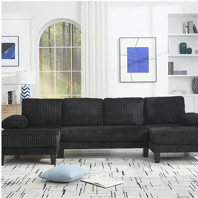 [VIDEO provided][New]U-Shaped Couch with Oversized Seat,4-Seat Sofa  with Double Chaise,Comfortable and spacious indoor furniture for Living Room,Apartment