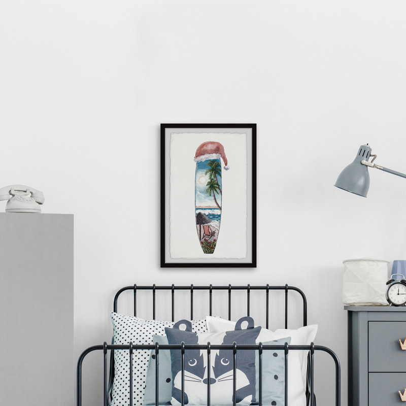 Christmas Surfboard - Single Picture Frame Painting, 45cm H x 38cm W x 3.81cm D