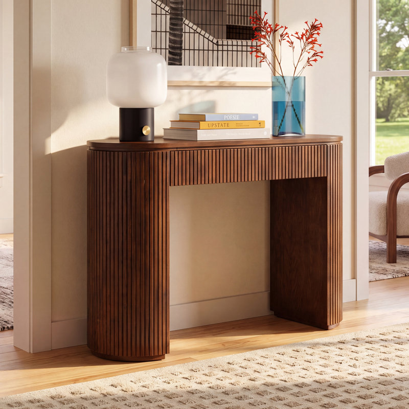 Cristo Duren Fluted 1 Drawer Console, Walnut