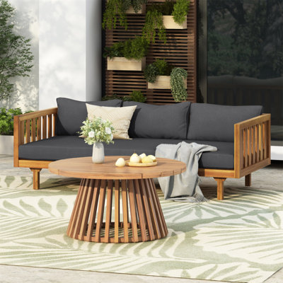 ENSEMBLE DE MEUBLES DE PATIO: LIT DE CLASSE 3 PLACES CLAREMONT + TABLE EN BOIS ACACIA
