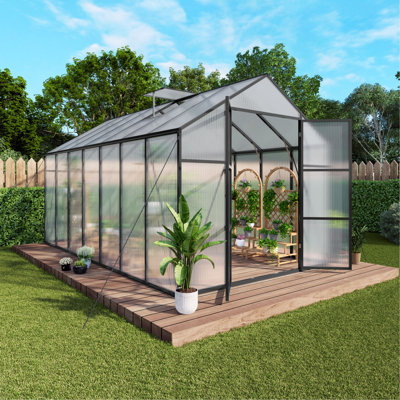 Newly marketed Gain height windproofaluminum greenhouse 10x12 FT Polycarbonate Greenhouse Raised Base and Anchor Aluminum Heavy Duty Walk-in Greenhouses for Outdoor Backyard in All Season