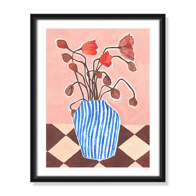 Poppies Print par Violets Print House, Toile avec cadre, L 12,5 po x H 15,5 po, Cadre flottant noir
