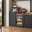 Bar à café moderne de 38,6 po avec prise de courant et prise de courant, armoire de bar avec rangement pour le vin, table de bar en bois avec réfrigérateur pour la cuisine, la salle à manger et le salon-1294021041