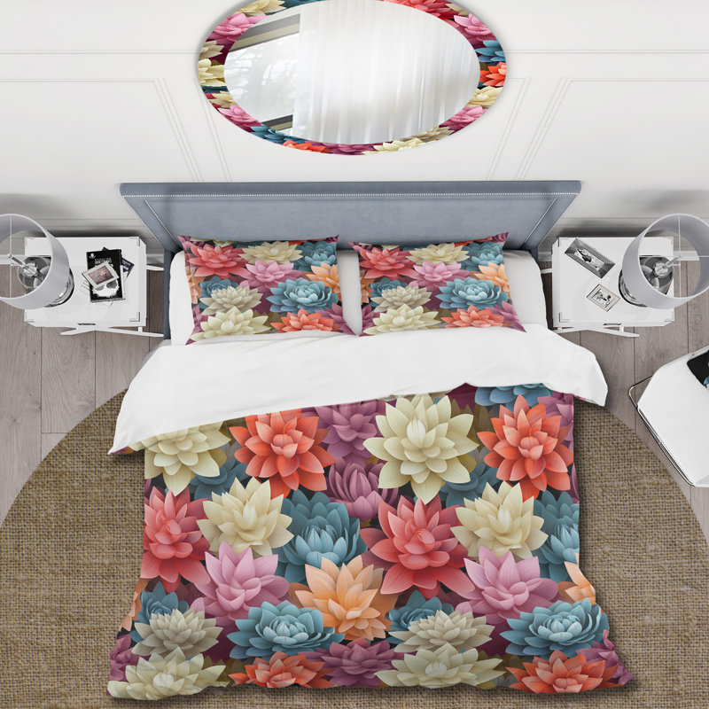 Ensemble de housse de couette Modern Succulents, Housse de couette simple + 1 taie décorative stan