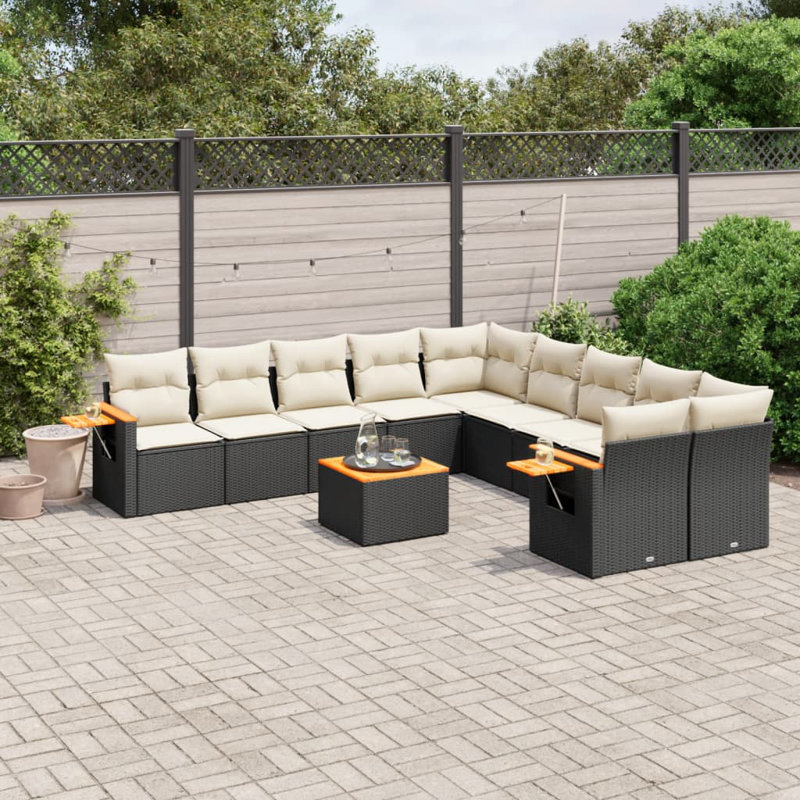 Vidaxl Garden Sofa Set Black, Cream White